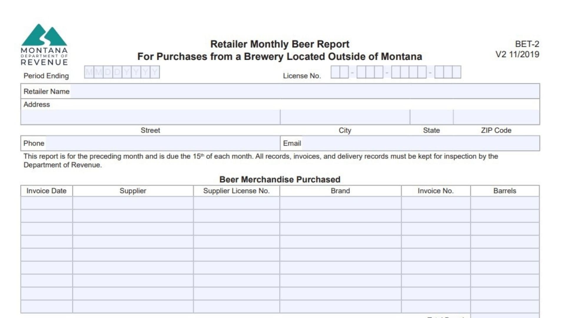Montana Form BET-2 1 Montana Form BET-2
