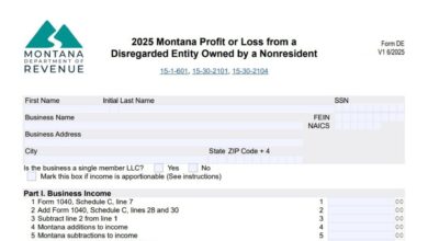 Montana Form DE 1 Montana Form DE