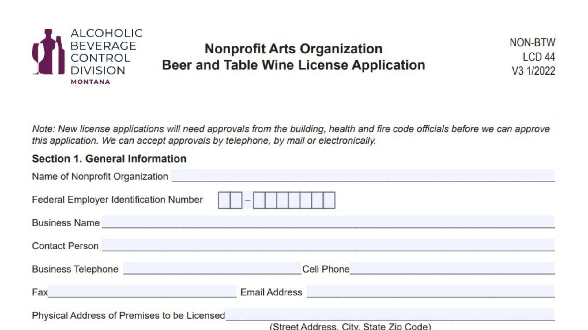 Montana Form NON-BTW