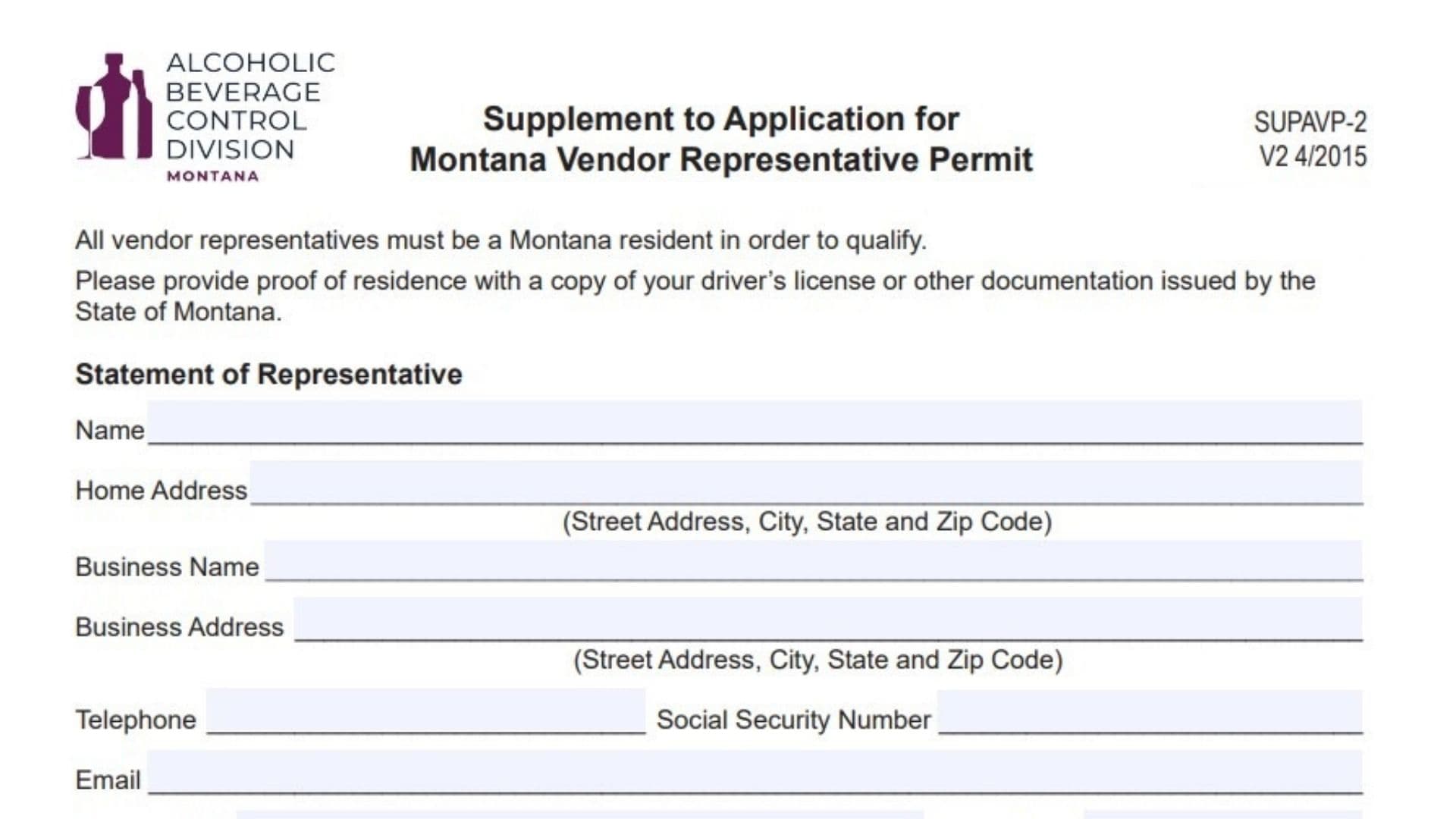 Montana Form SUPAVP-2
