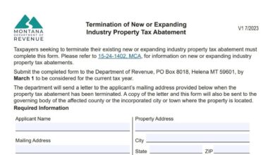 Montana Termination Of New Or Expanding Industry Property Tax Abatement Form