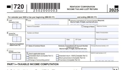 Kentucky Form 720 Instructions 2025 - 2026