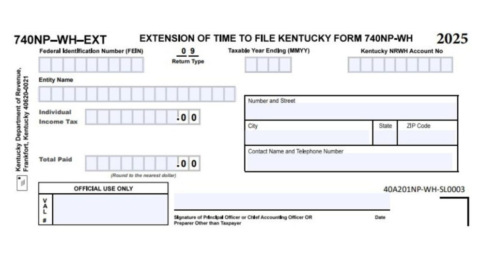 Kentucky Form 740NP-WH-EXT Instructions 2025 - 2026