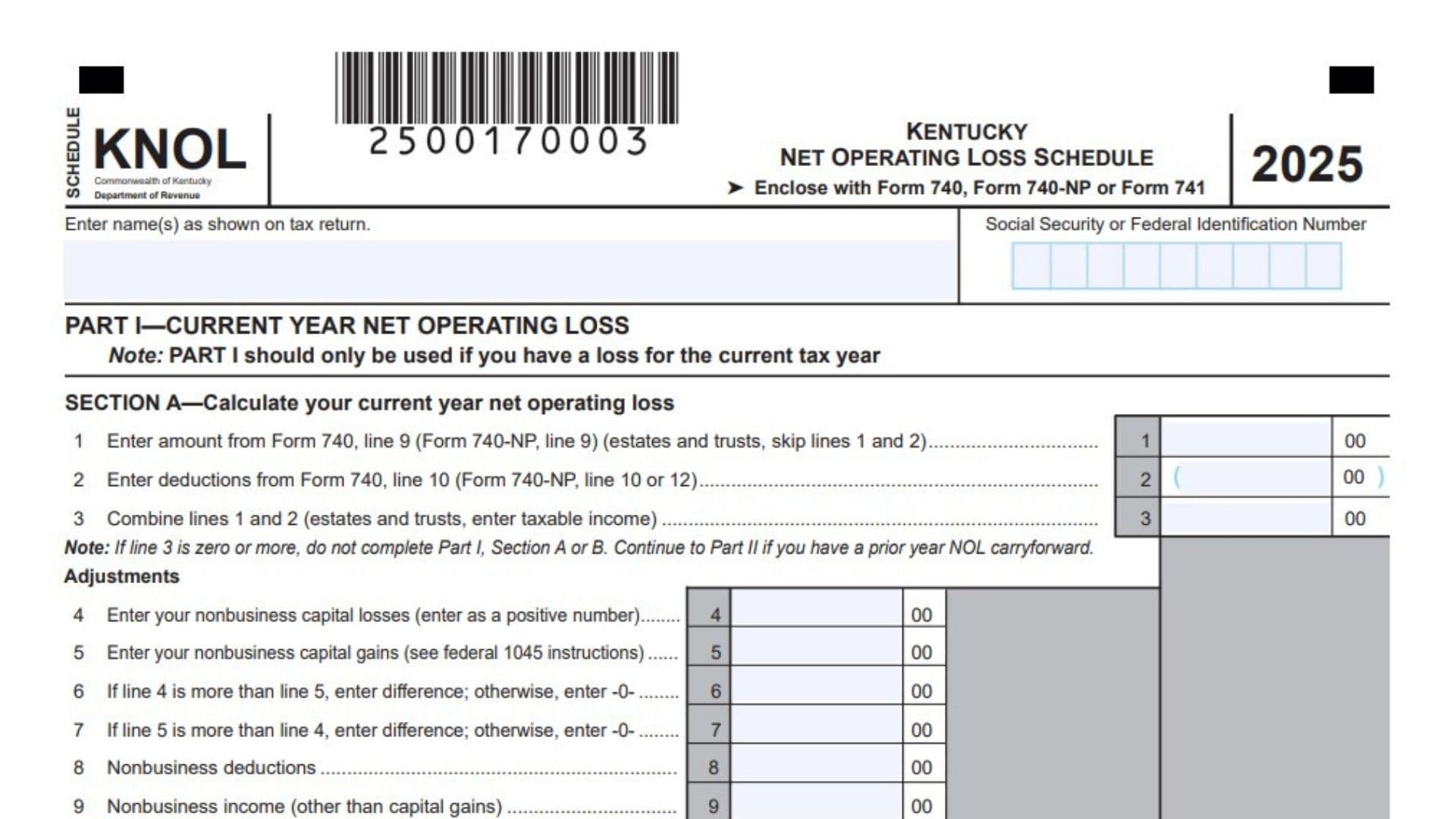 Kentucky Schedule KNOL