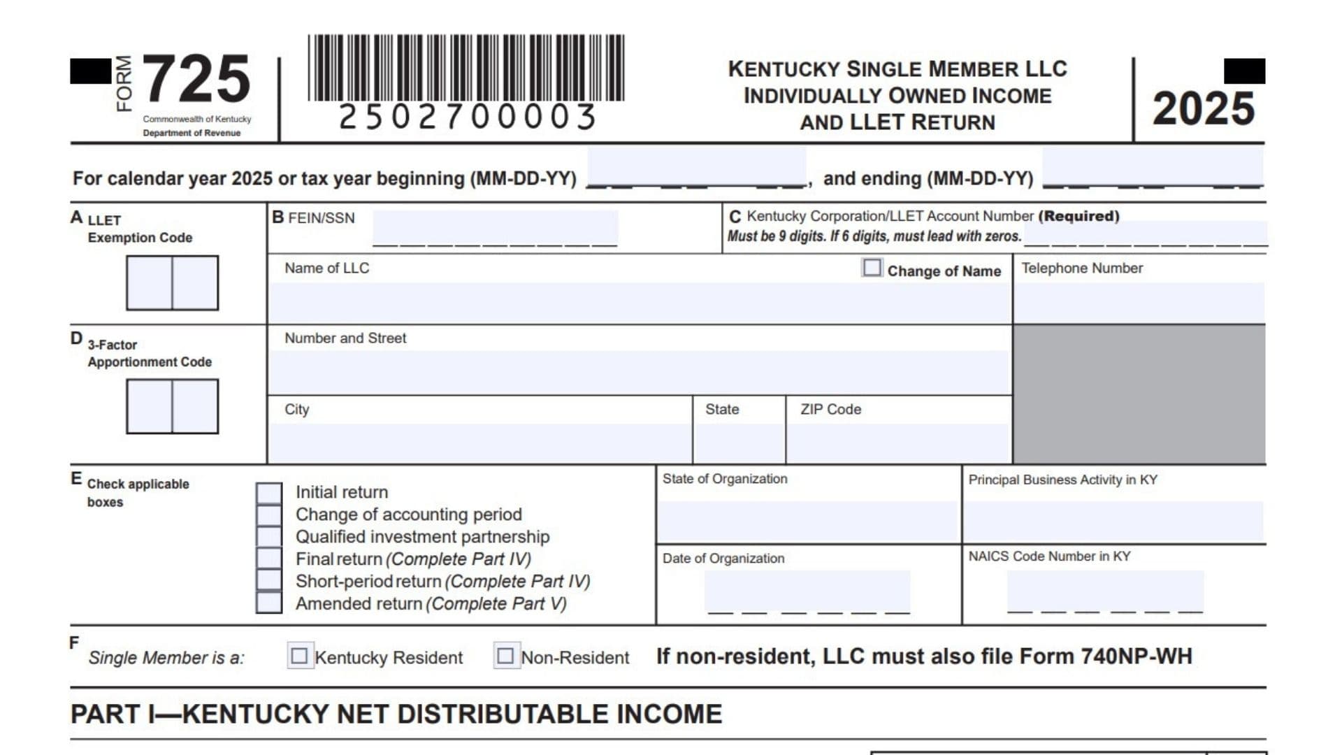 Kentucky Form 725 1 Kentucky Form 725