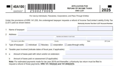 Kentucky Form 40A100 1 Kentucky Form 40A100