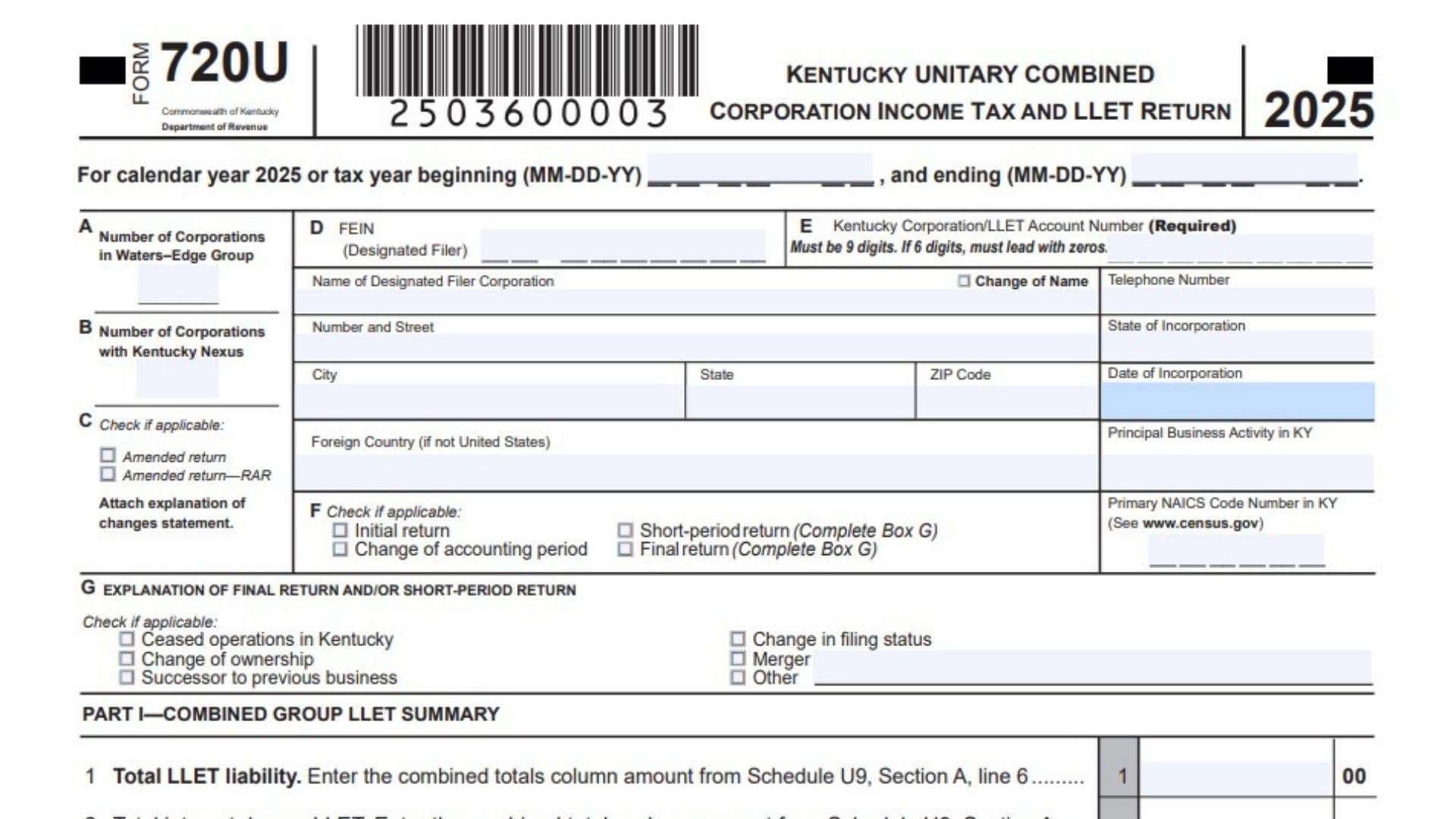 Kentucky Form 720U 1 Kentucky Form 720U