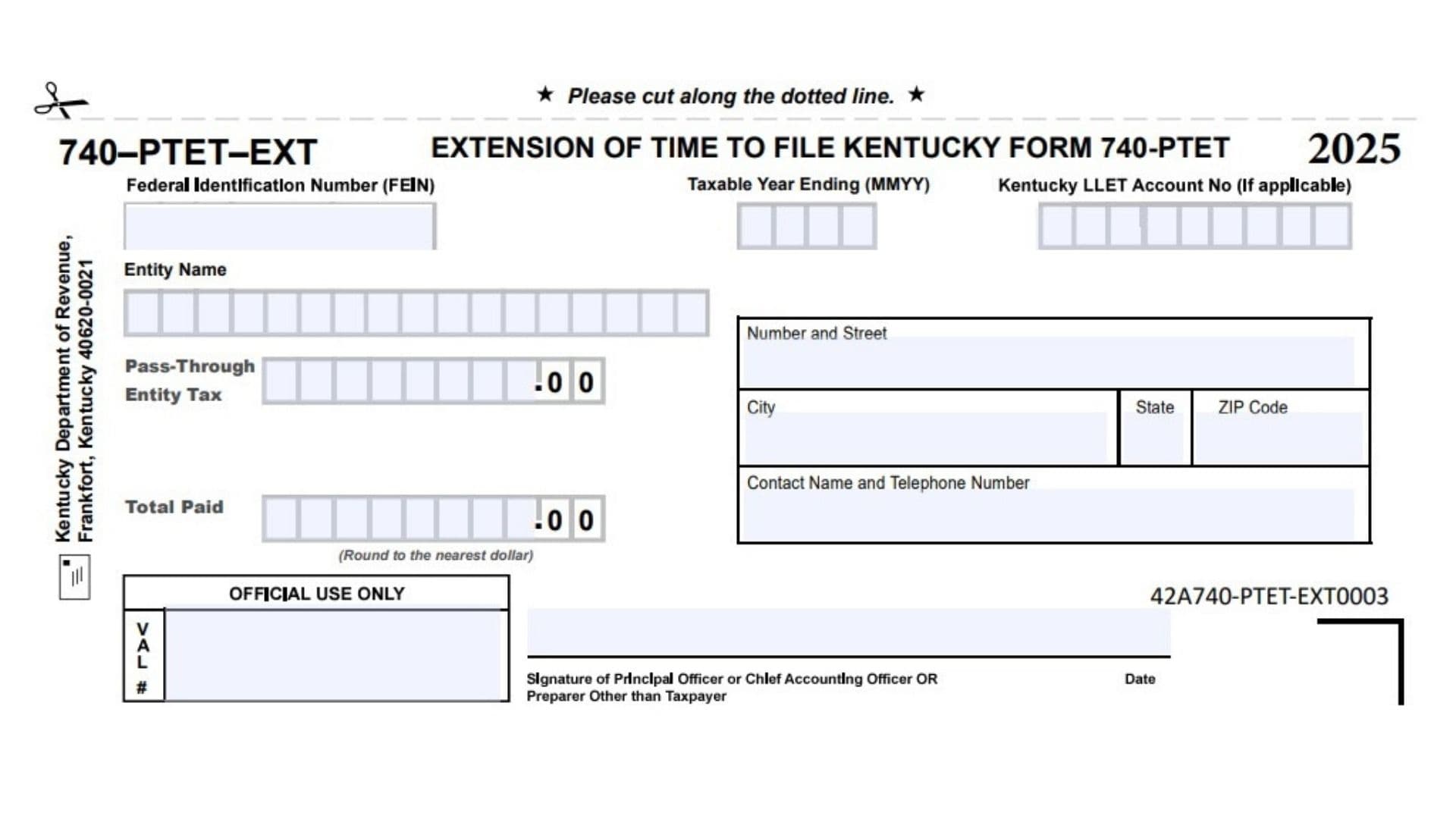 Kentucky Form 740-PTET-EXT 1 Kentucky Form 740-PTET-EXT