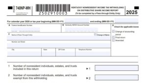 Kentucky Form 740NP-WH Instructions 2025 - 2026
