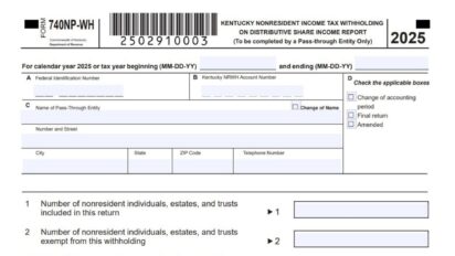 Kentucky Form 740NP-WH Instructions 2025 - 2026
