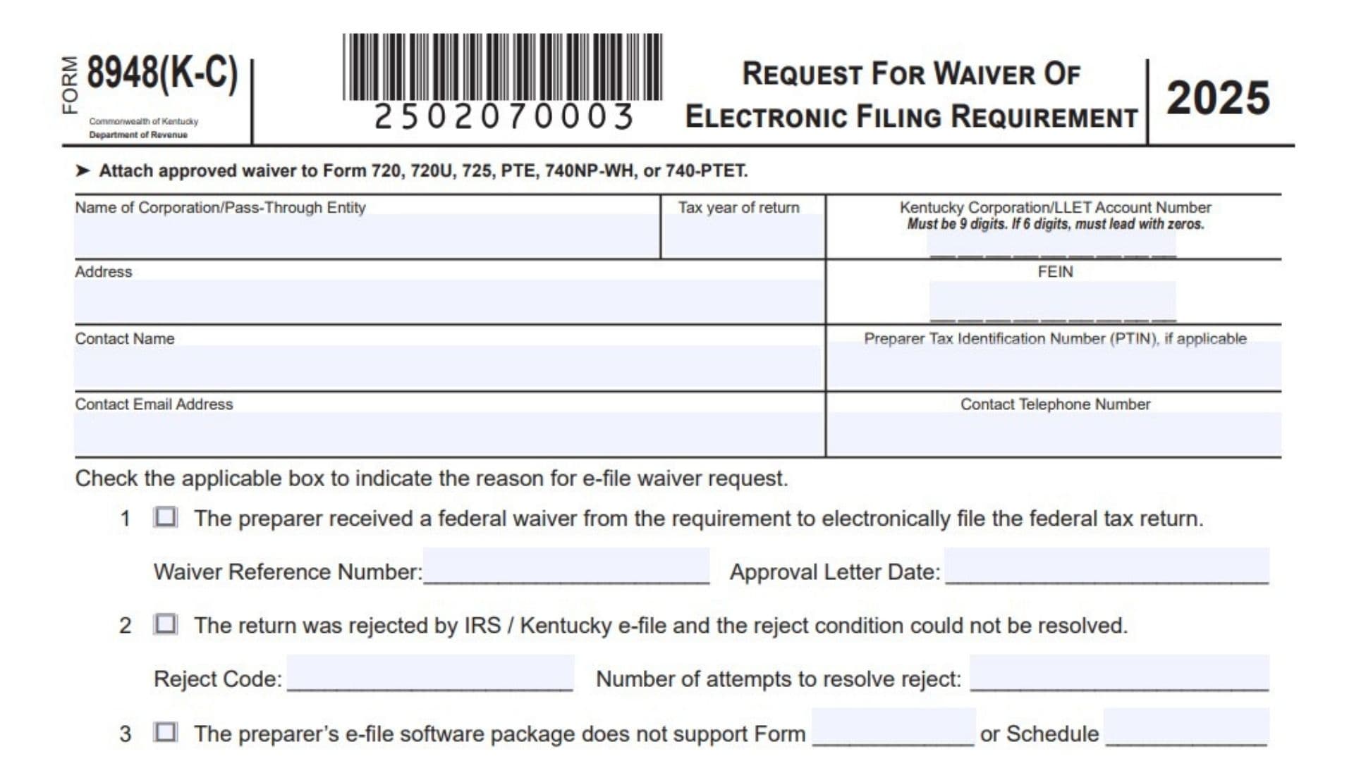 Kentucky Form 8948 (K-C) 1 Kentucky Form 8948 (K-C)