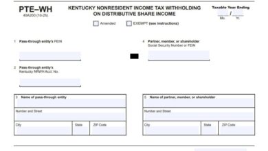 Kentucky Form PTE-WH 1 Kentucky Form PTE-WH