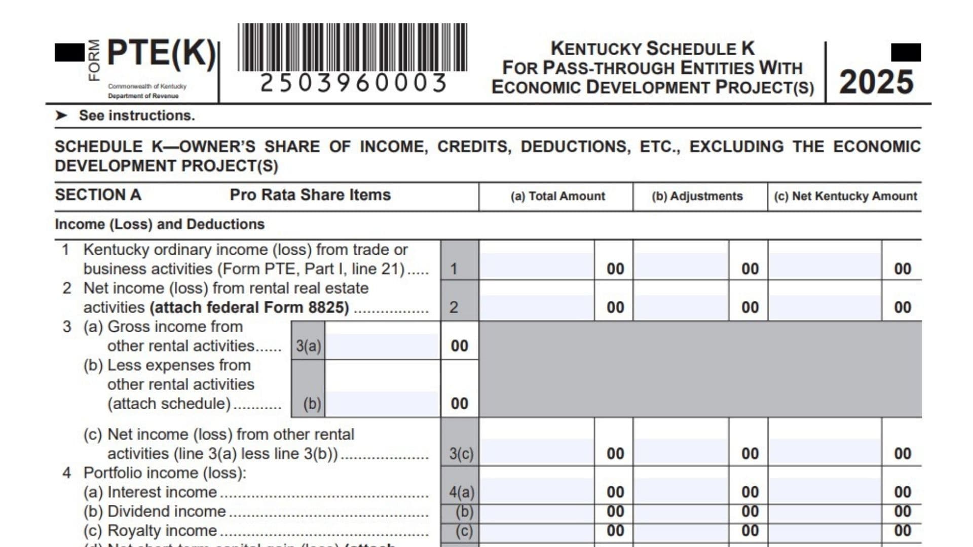 Kentucky Form PTE(K) 1 Kentucky Form PTE(K)