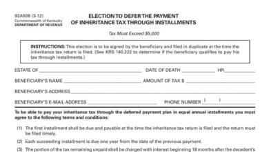 Kentucky Election To Defer Inheritance Tax Payment Through Installments