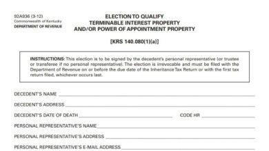 Kentucky Election To Qualify Terminable Interest Property And Power Of Appointment Property 3 Kentucky Election To Qualify Terminable Interest Property And Power Of Appointment Property