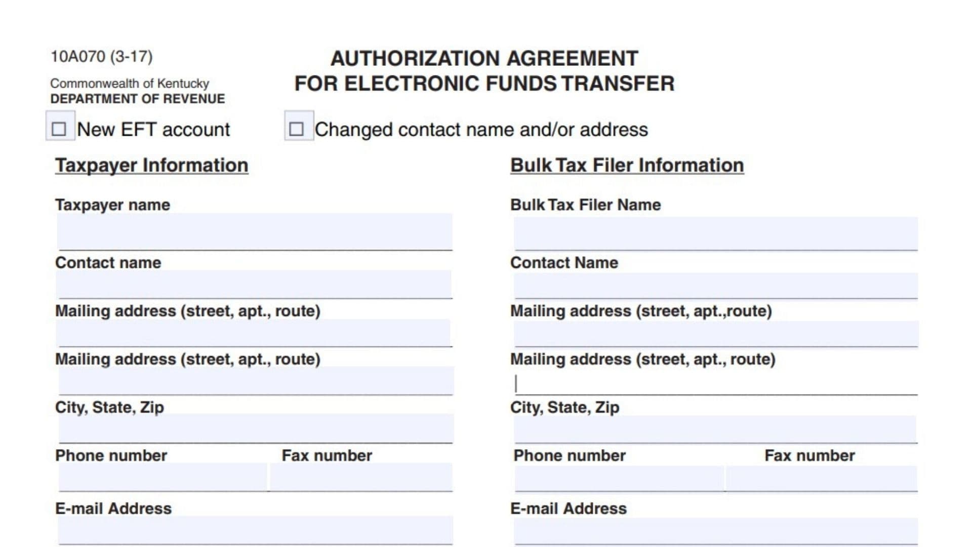 Kentucky Form 10A070