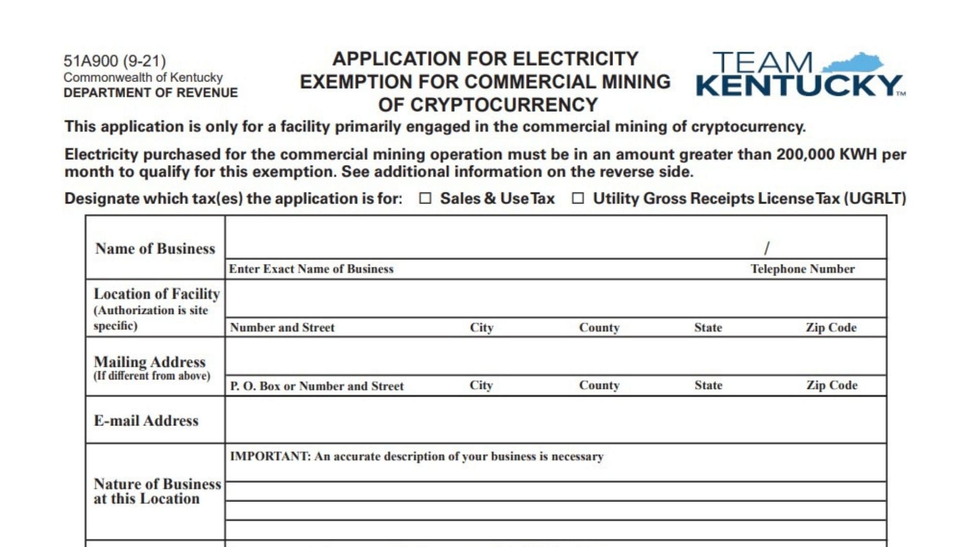 Kentucky Form 51A900 1 Kentucky Form 51A900