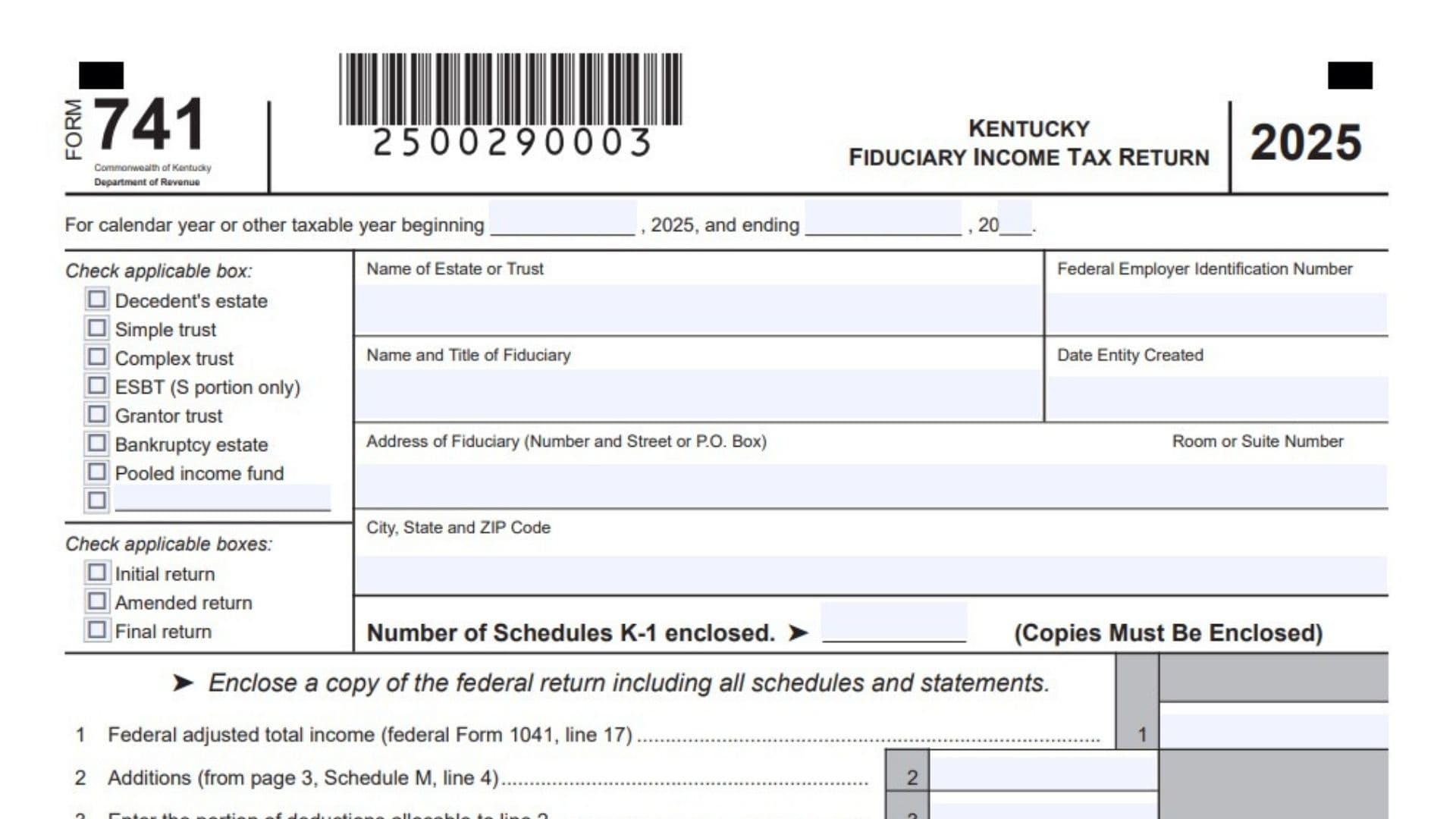 Kentucky Form 741 1 Kentucky Form 741