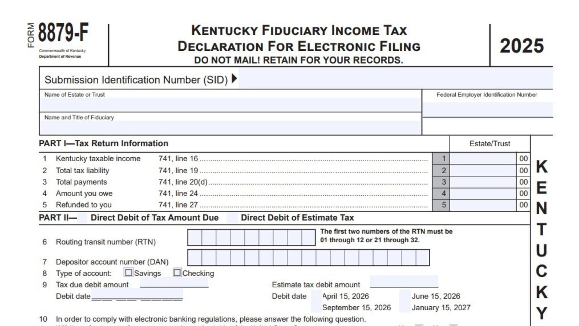 Kentucky Form 8879-F 1 Kentucky Form 8879-F