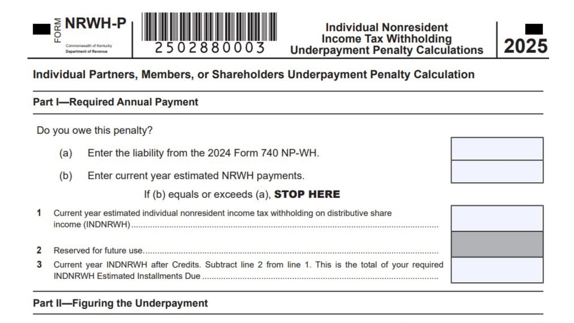 Kentucky Form NRWH-P 1 Kentucky Form NRWH P