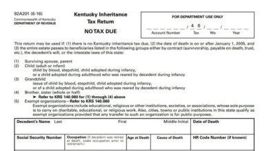 Kentucky Inheritance Tax Return No Tax Due