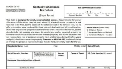 Kentucky Inheritance Tax Return Short Form