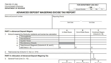 Kentucky ADVANCED DEPOSIT WAGERING EXCISE TAX REPORT