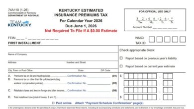 Kentucky Estimated Insurance Premiums Tax Form 74A110 1 Kentucky Estimated Insurance Premiums Tax Form 74A110