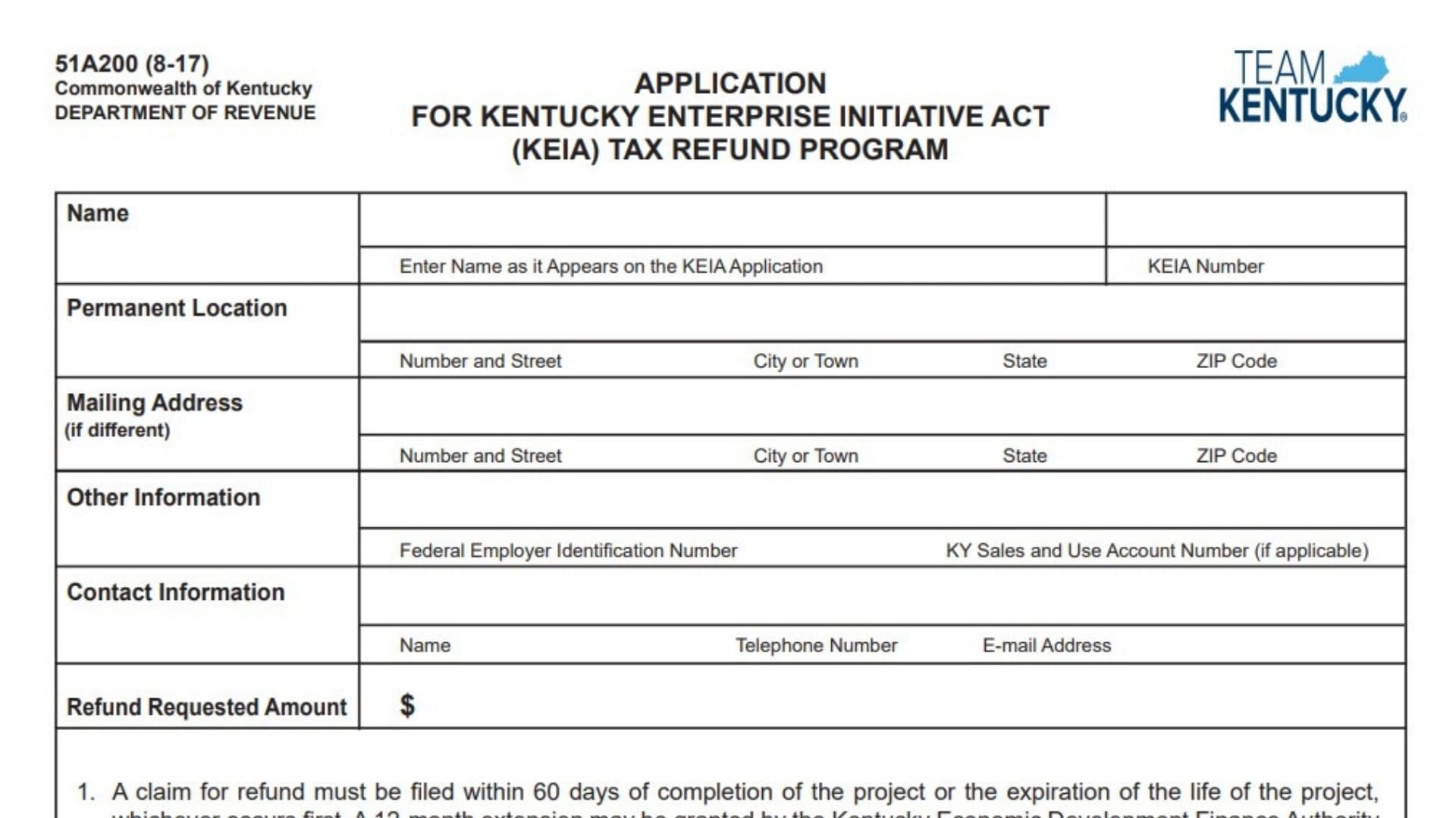 Kentucky Form 51A200