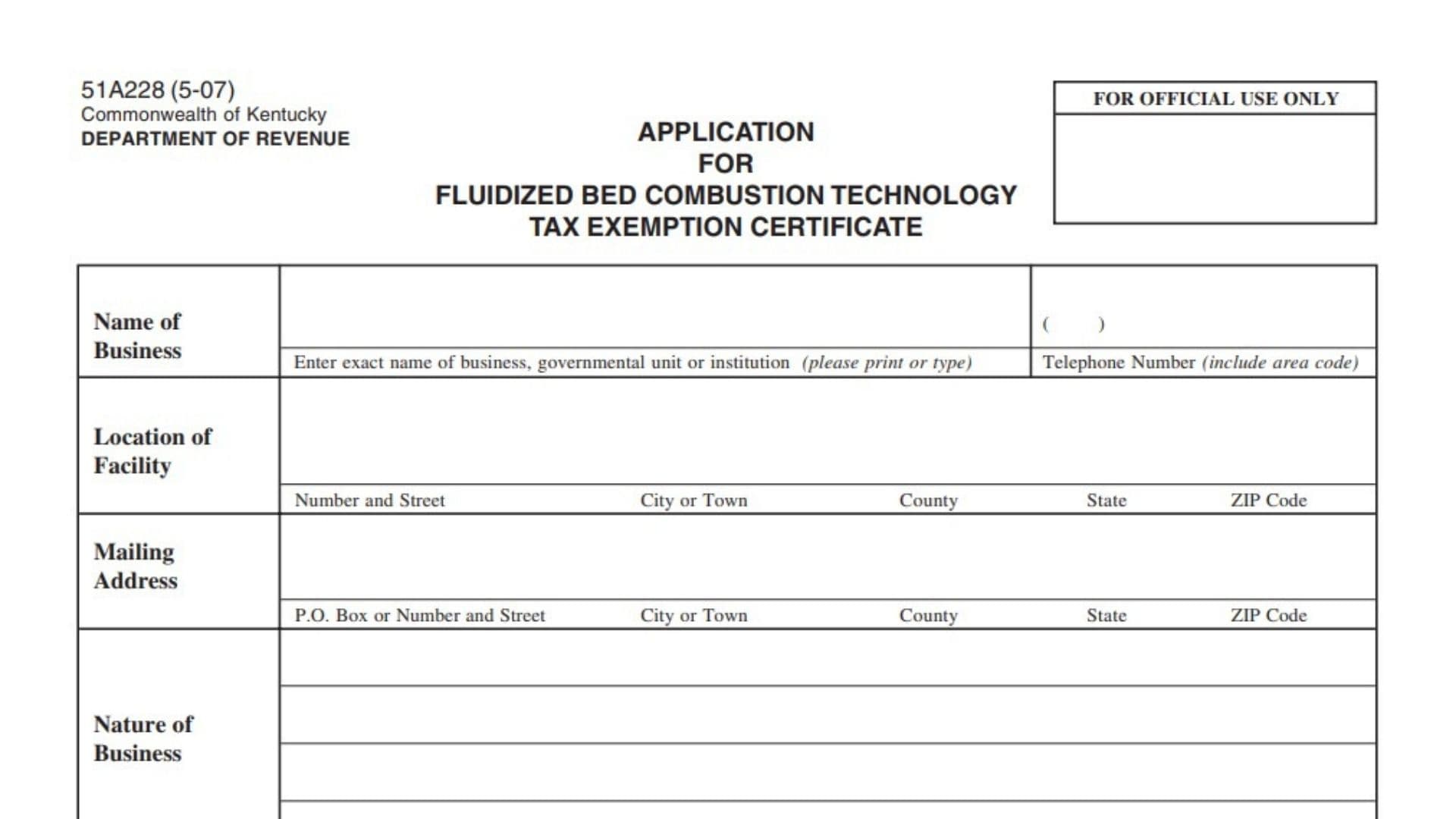 Kentucky Form 51A228 1 Kentucky Form 51A228