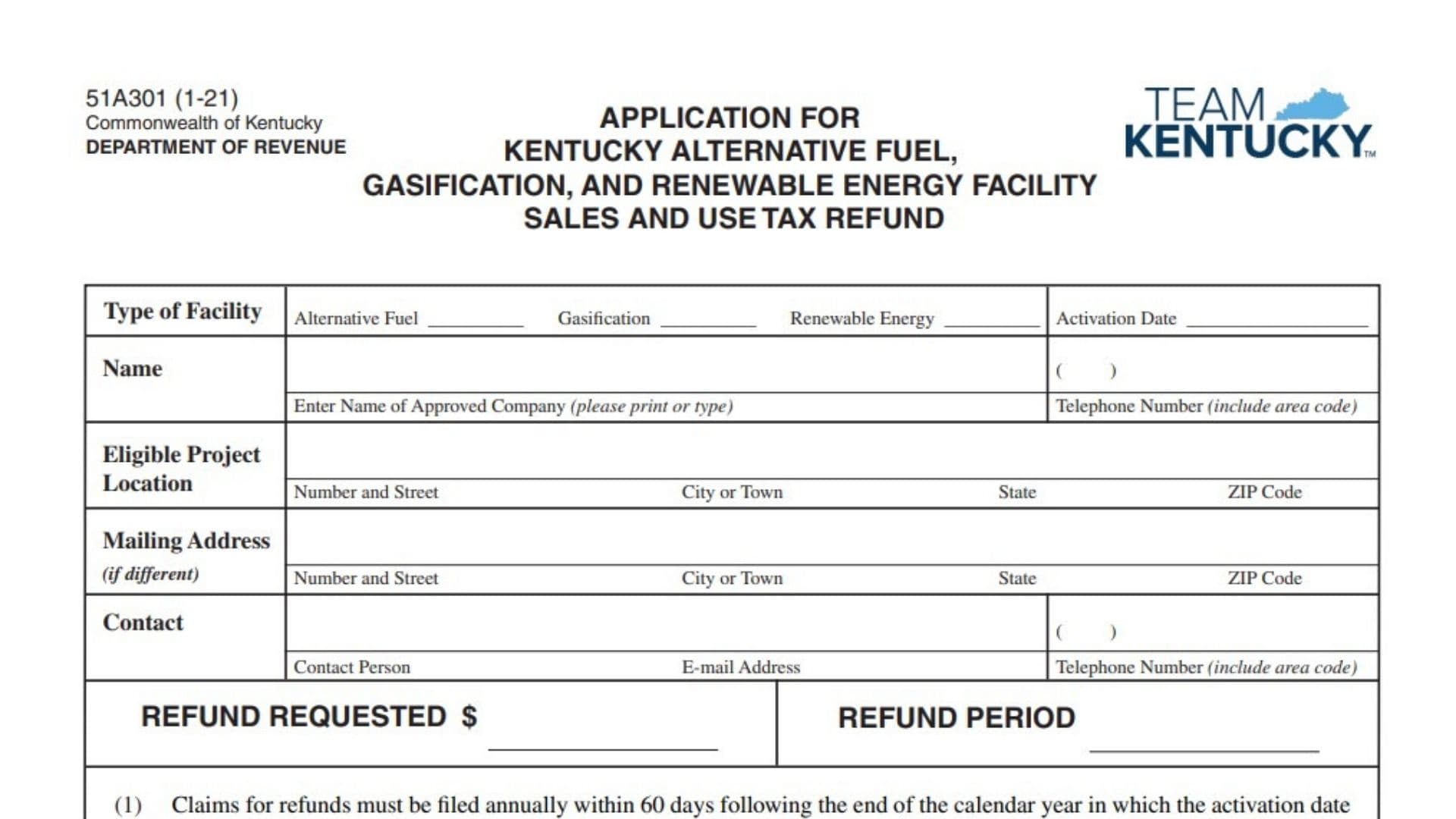 Kentucky Form 51A301