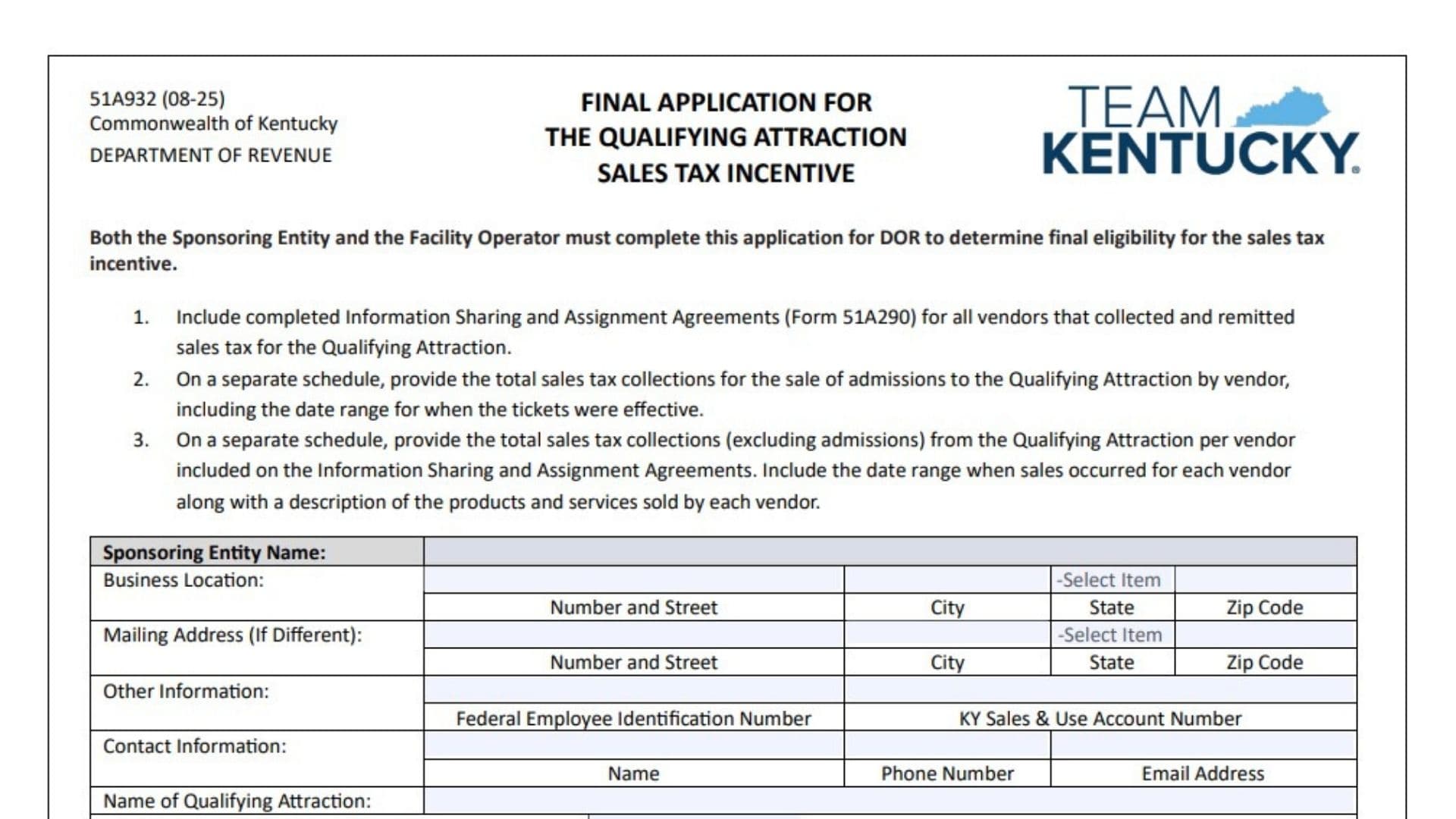 Kentucky Form 51A932