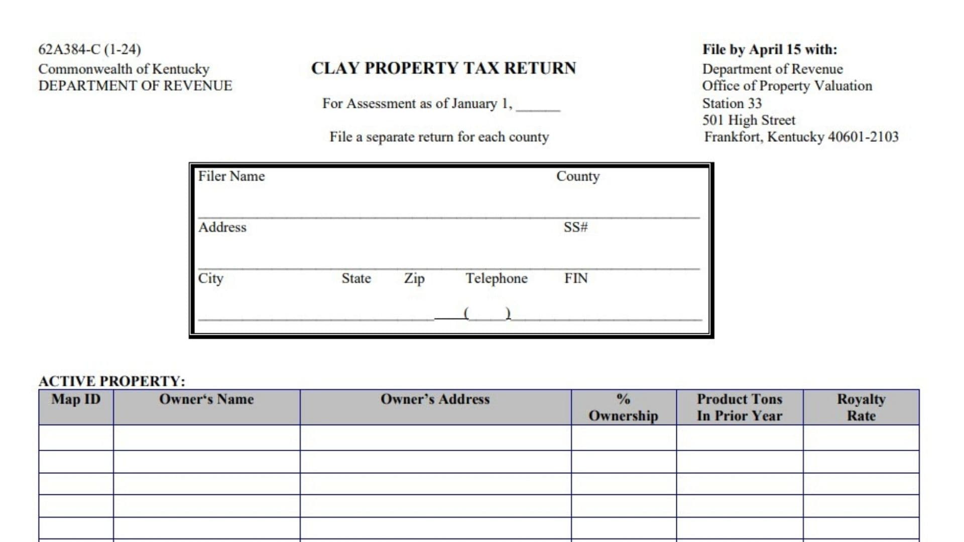 Kentucky Form 62A384-C 1 Kentucky Form 62A384-C