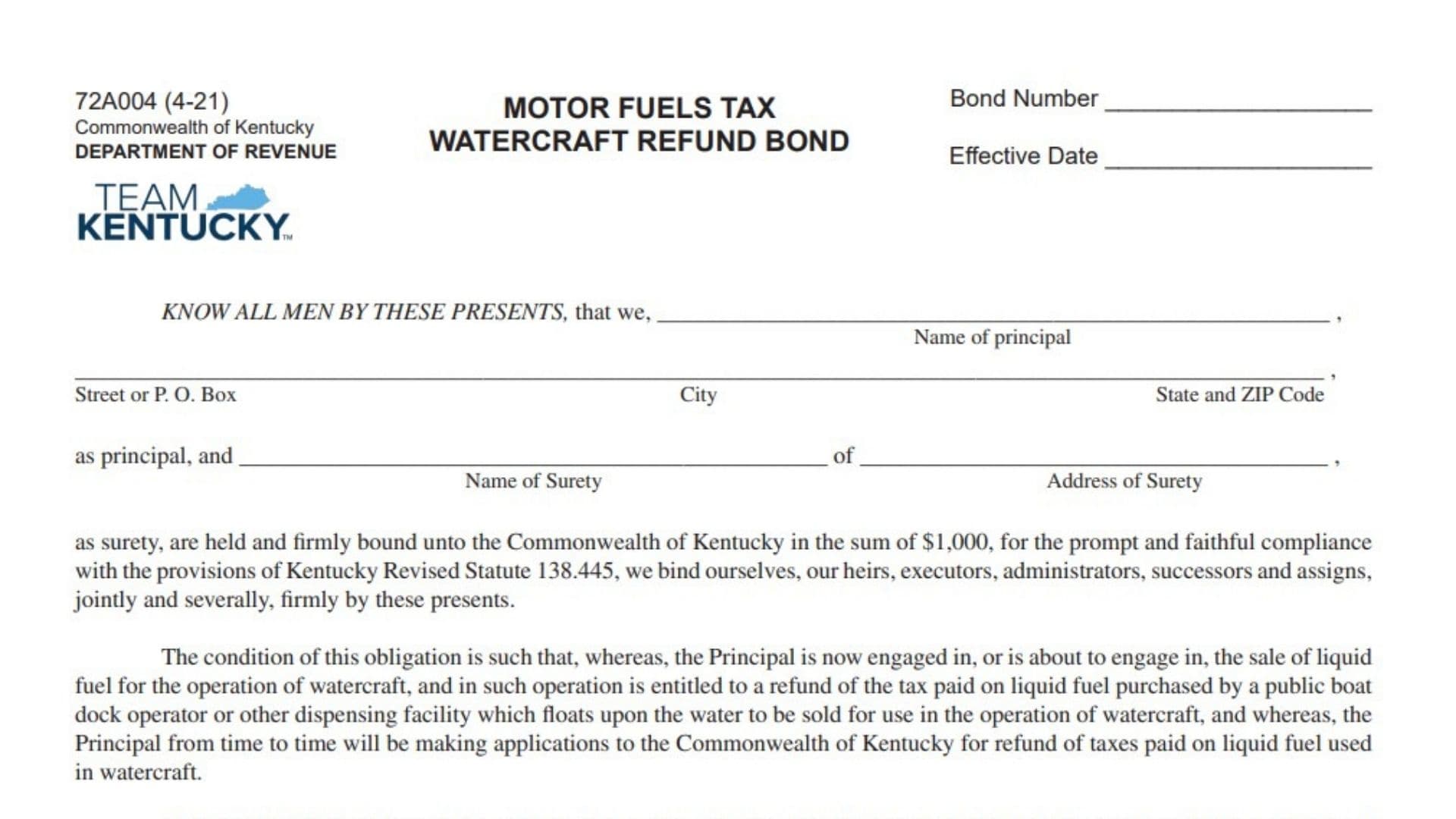 Kentucky Form 72A004 1 Kentucky Form 72A004