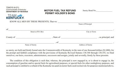 Kentucky Form 72A010 1 Kentucky Form 72A010