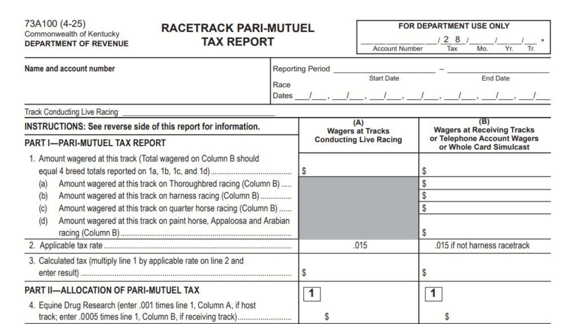 Kentucky Form 73A100