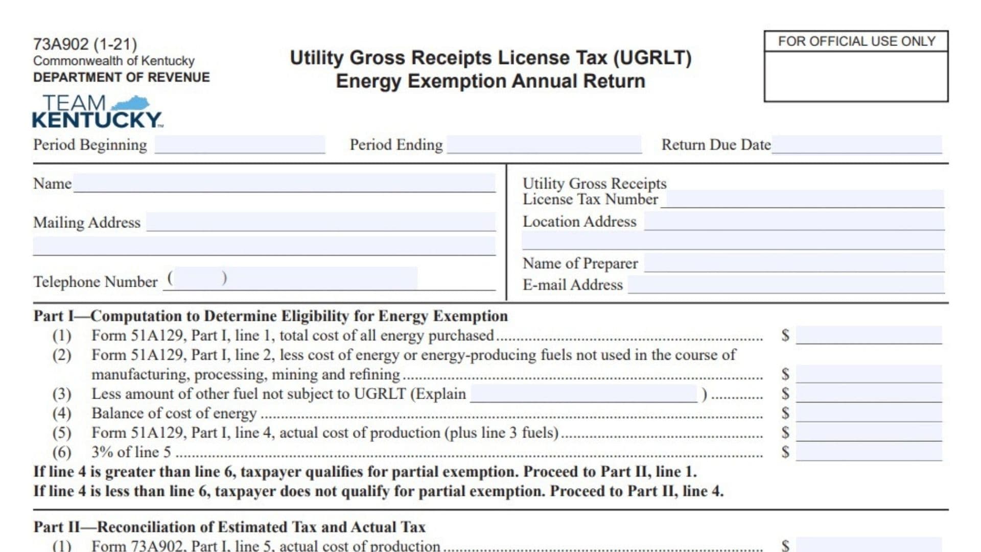 Kentucky Form 73A902 1 Kentucky Form 73A902