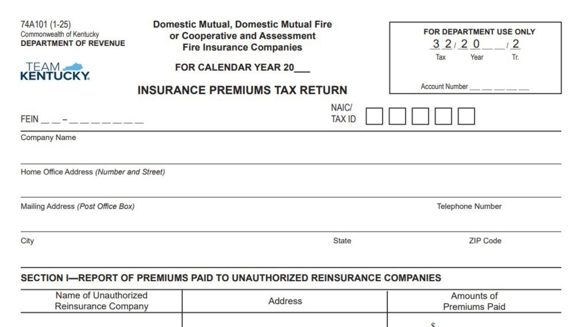 Kentucky Form 74A101