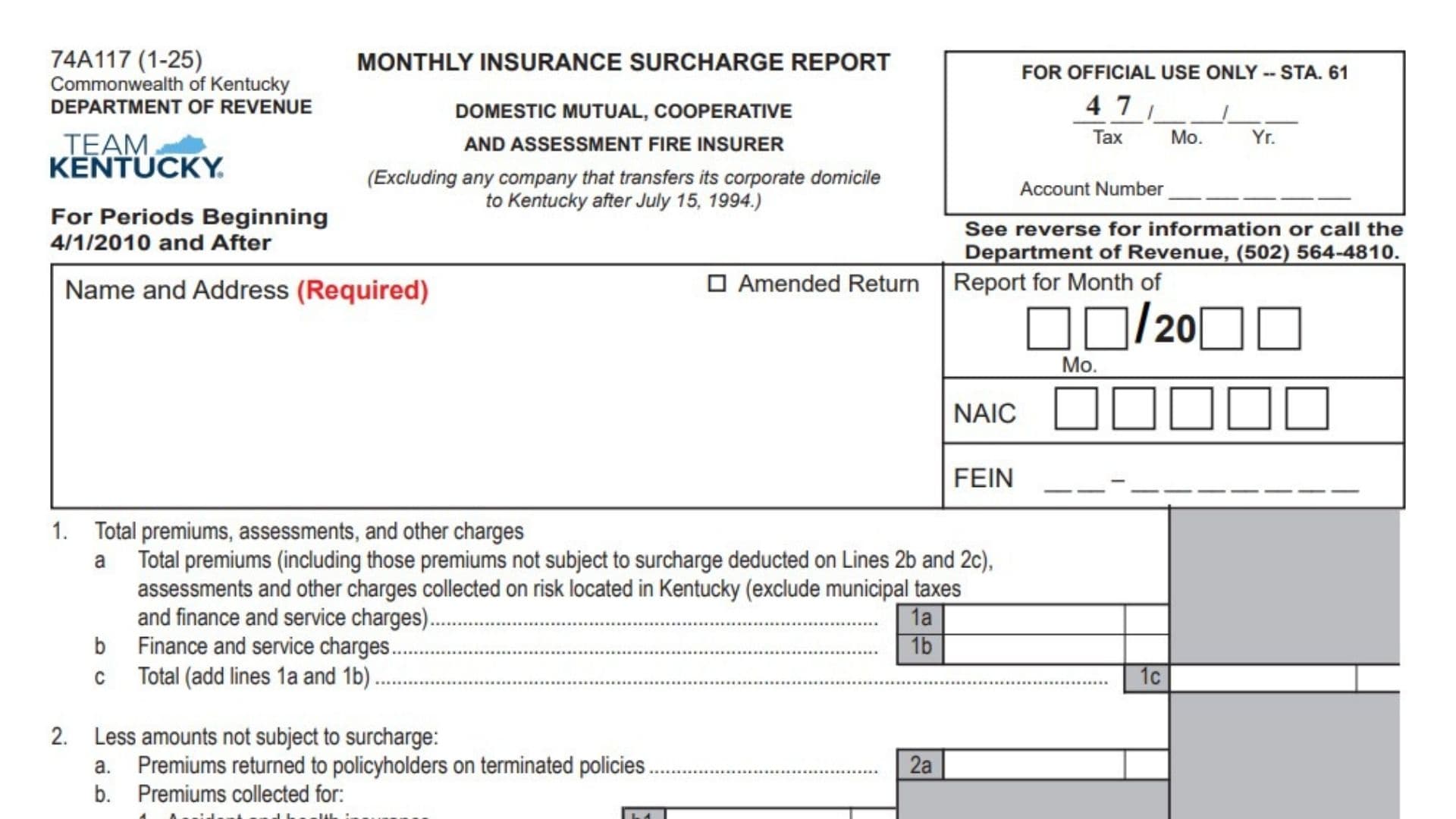 Kentucky Form 74A117 1 Kentucky Form 74A117