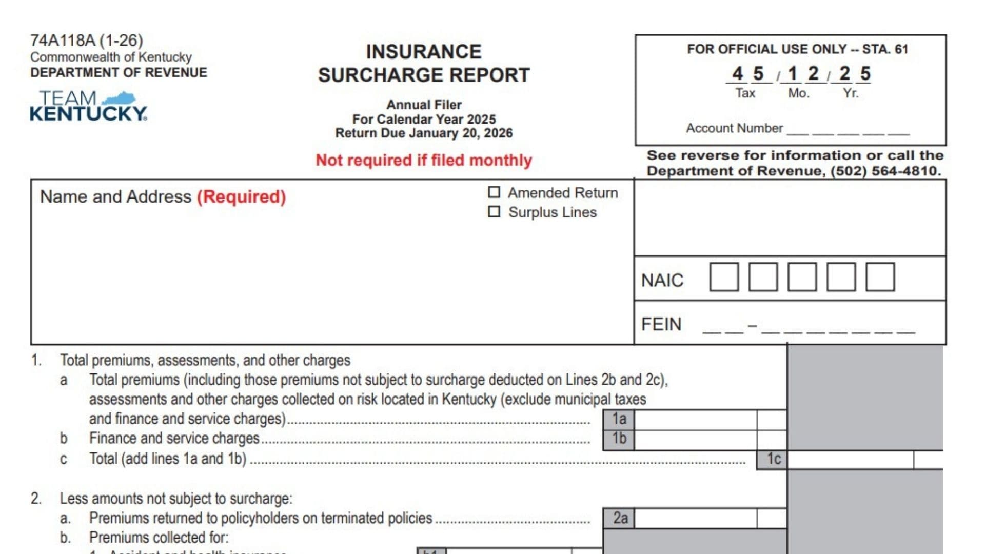 Kentucky Form 74A118A 1 Kentucky Form 74A118A