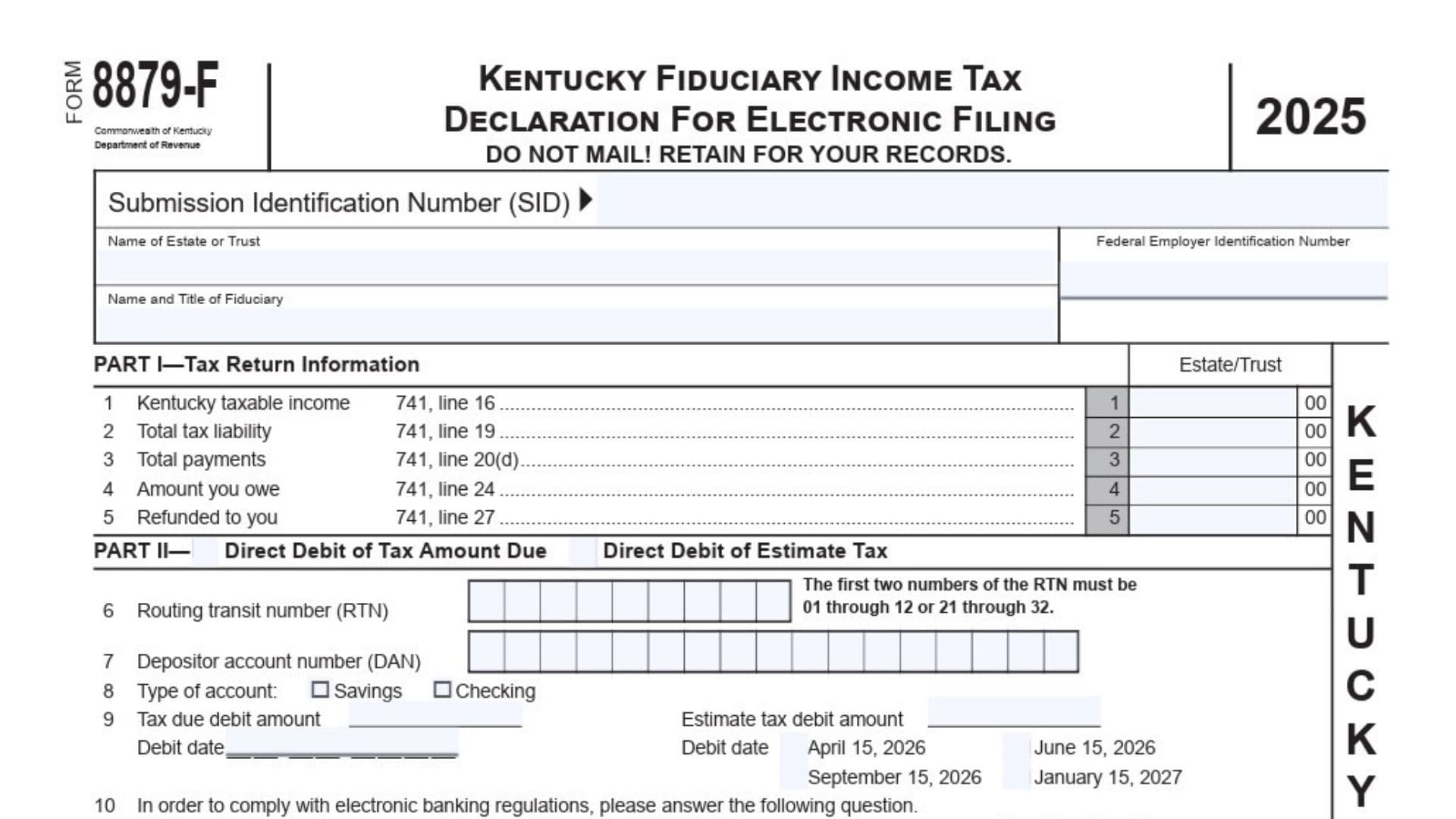 Kentucky Form 8879-F 1 Kentucky Form 8879-F