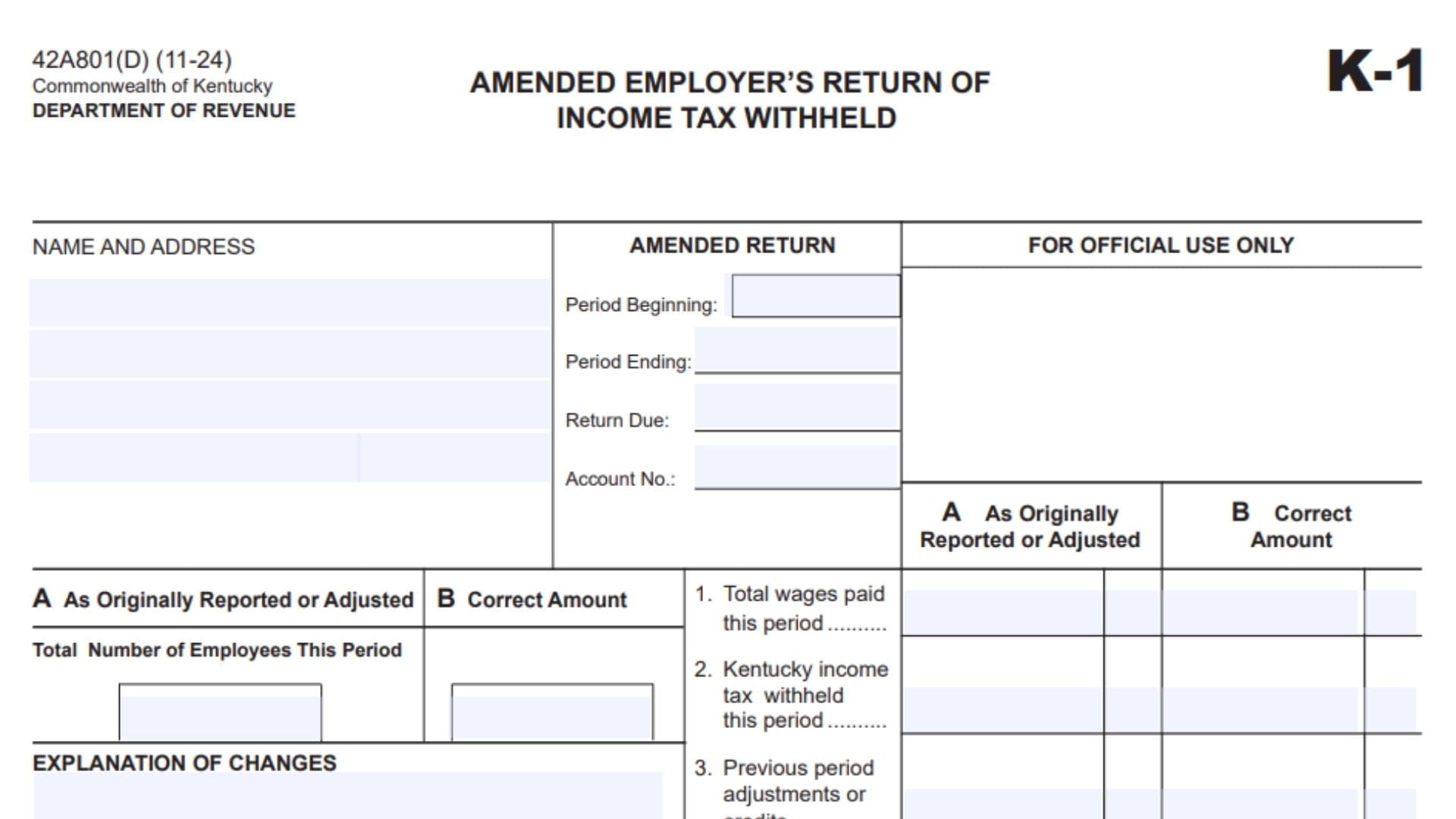 Kentucky Form K-1