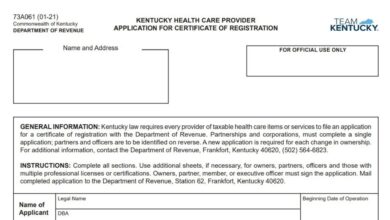 Kentucky Health Care Provider Application for Certificate of Registration 1 Kentucky Health Care Provider Application for Certificate of Registration