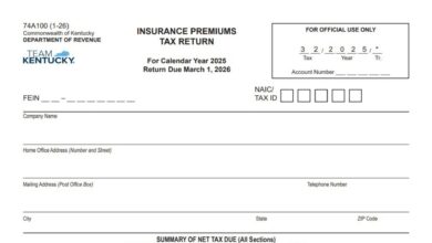 Kentucky Insurance Premiums Tax Return Form 74A100 1 Kentucky Insurance Premiums Tax Return Form 74A100