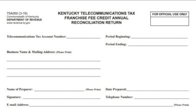 Kentucky Telecommunications Tax Franchise Fee Credit Annual Reconciliation Return 1 Kentucky Telecommunications Tax Franchise Fee Credit Annual Reconciliation Return