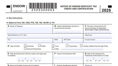 Schedule Endow Kentucky Tax Credit And Certification