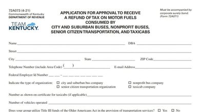 Kentucky Form 72A073