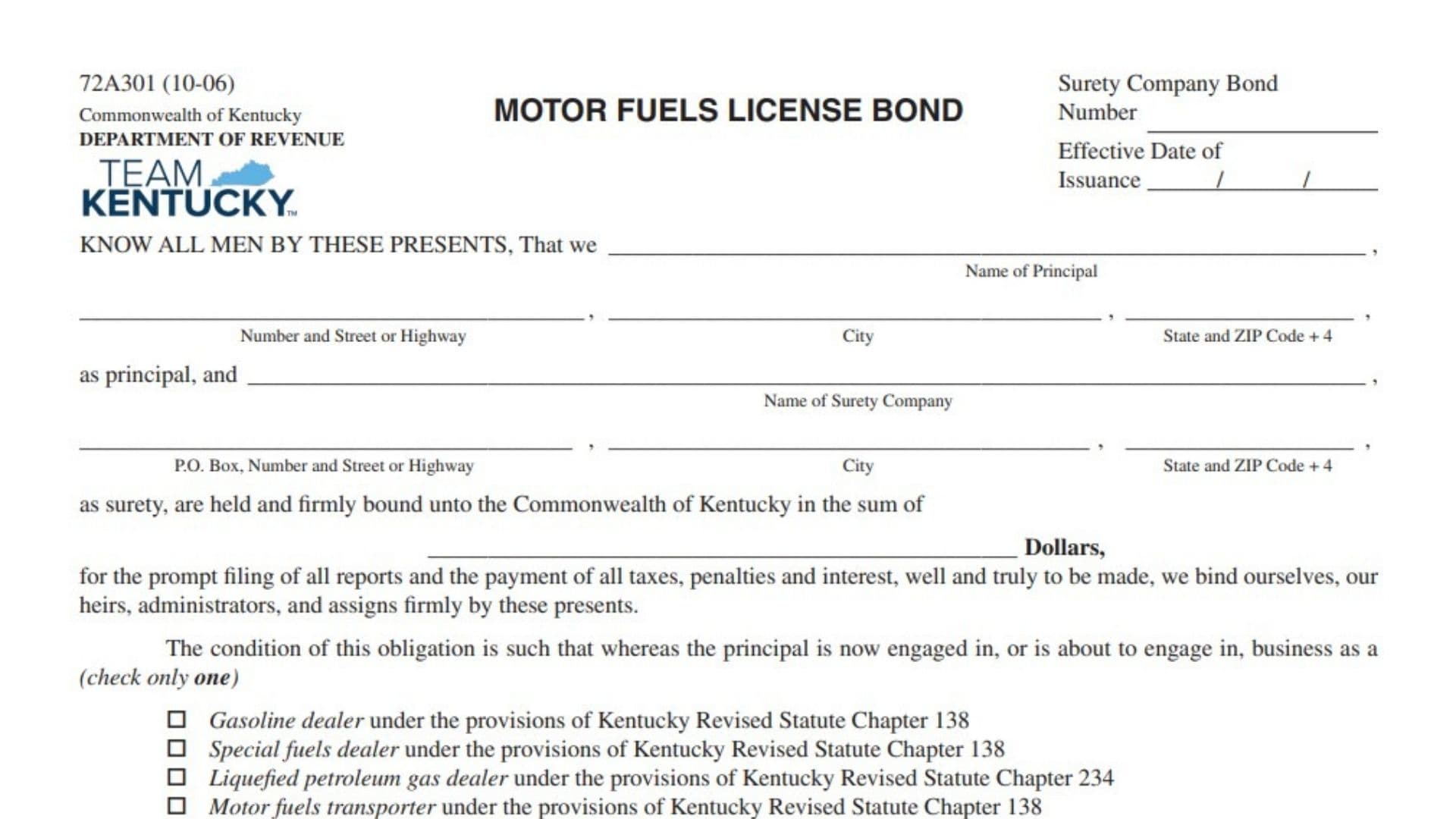 Kentucky Form 72A301 1 Kentucky Form 72A301