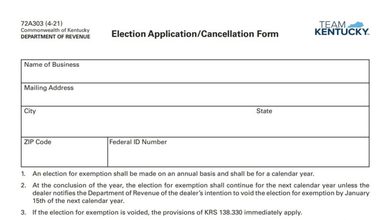 Kentucky Form 72A303