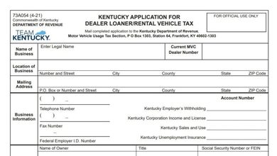 Kentucky Form 73A054
